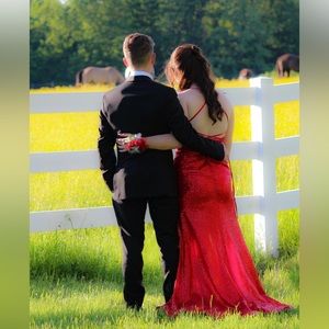 Red prom dress, worn once.